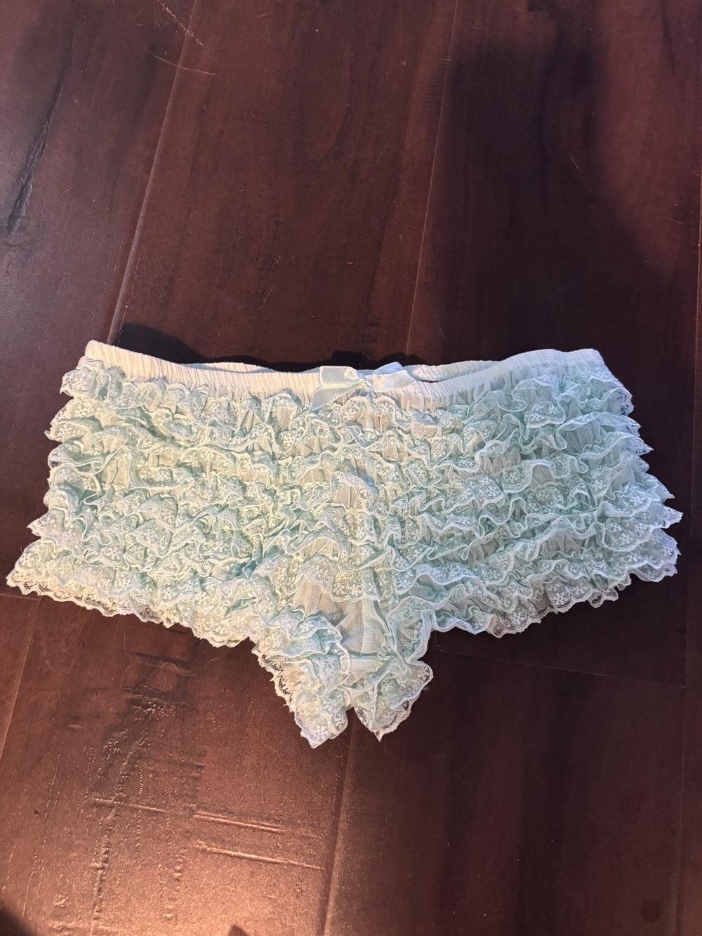 Vintage Y2K leg Avenue Ruffled Lace Boyshort Panty Light blue nwot small bloomer